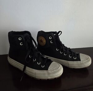 Converse Couter Climate  Black High-Top Leather Sneakers  Sz.5.5